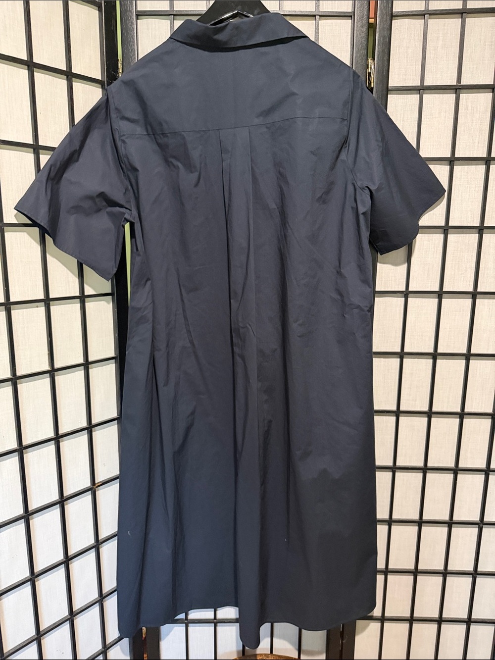 COS Black Cotton Button Up Roomy Dress Flowy Collar Size 14 EUC - Picture 4 of 11